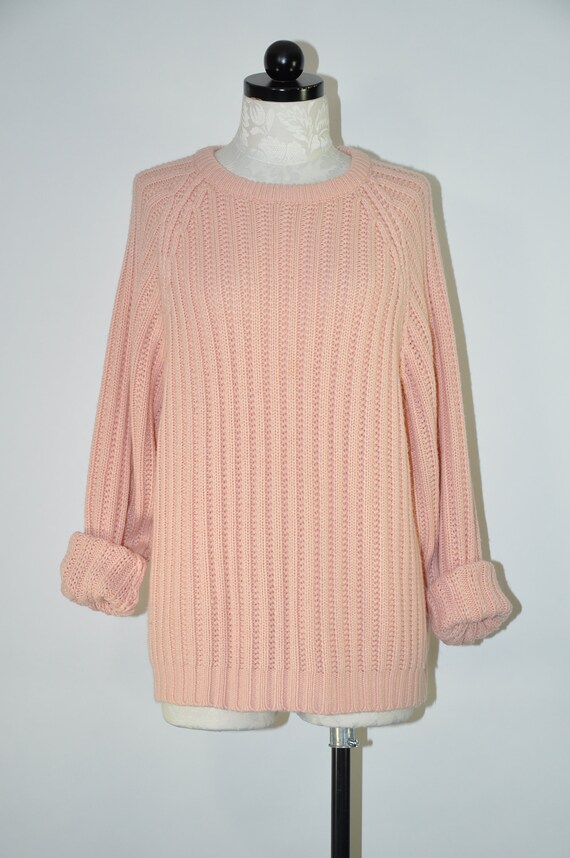 90s blush pink boyfriend sweater / vintage ribbed… - image 2