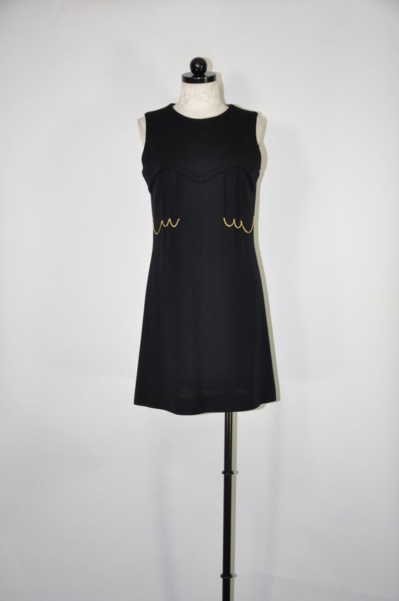 60s black knit mod dress / 1960s sleeveless dress 