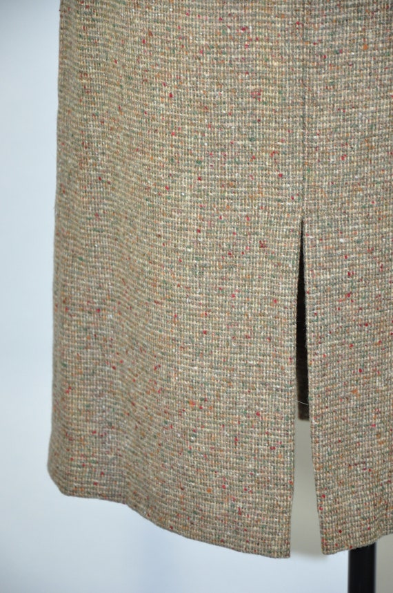 70s split front pencil skirt / wool tweed midi sk… - image 5