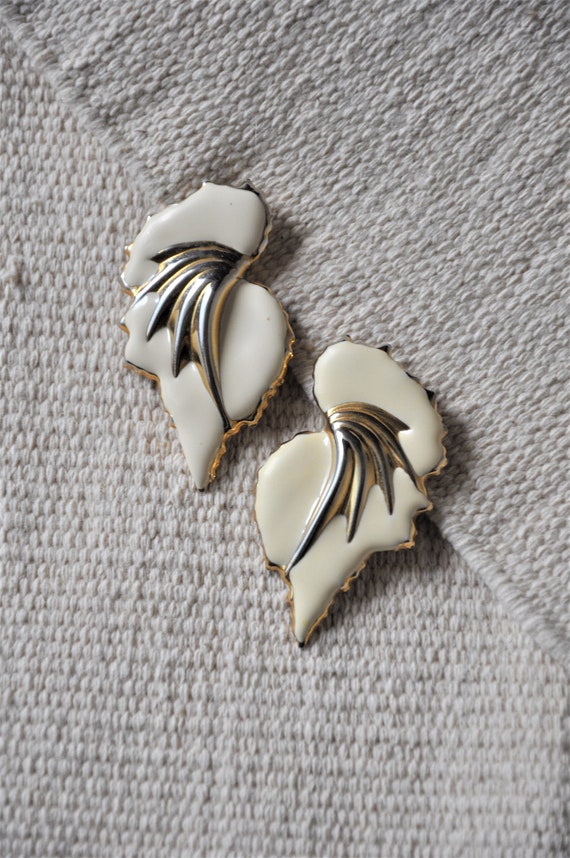 80s angel wings earrings / enamel statement earrin