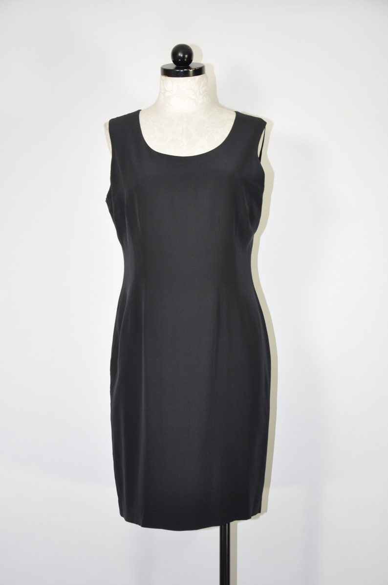 90s black silk tank dress black silk sheath dress minimalist short dress