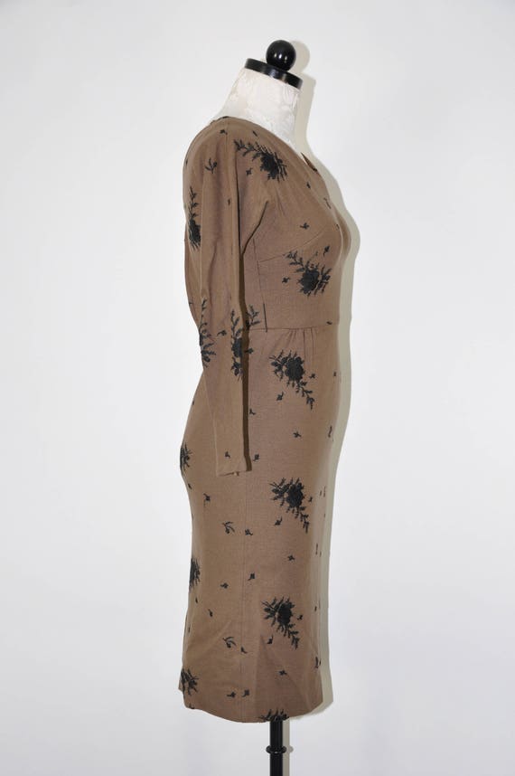 60s nutmeg fitted wool dress / 1960s walnut brown dre… Gem