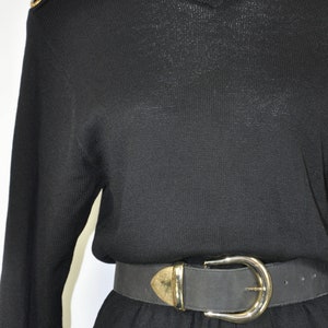 80s knit wool dress / black military dress / St John sweater dress image 3