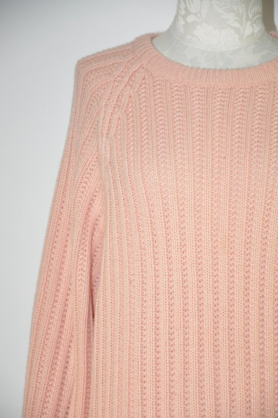 90s blush pink boyfriend sweater / vintage ribbed… - image 4