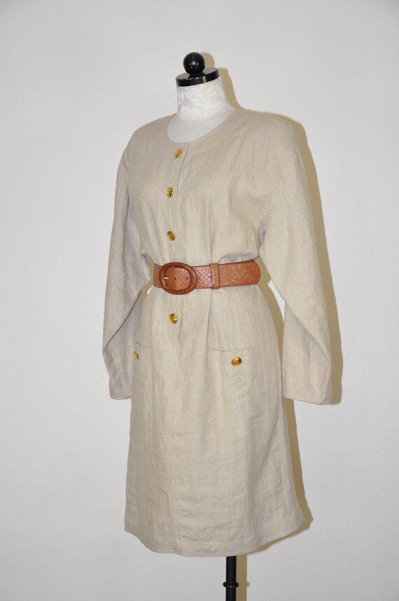 minimalist linen dress / long sleeve cocoon dress… - image 9