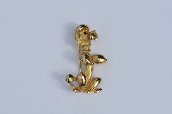 gold french poodle brooch / vintage metal dog pin… - image 1