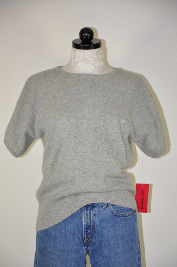 90s gray wool sweater / 1990s lambswool knit top … - image 3