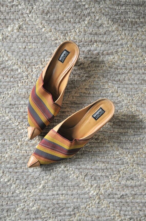 Y2K Sport Missoni mules / autumn colors striped pu