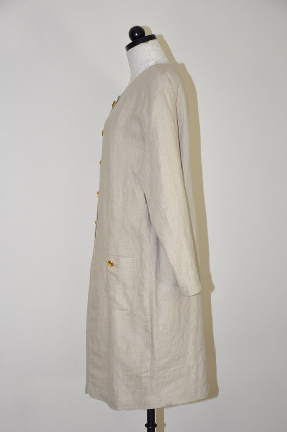 minimalist linen dress / long sleeve cocoon dress… - image 8