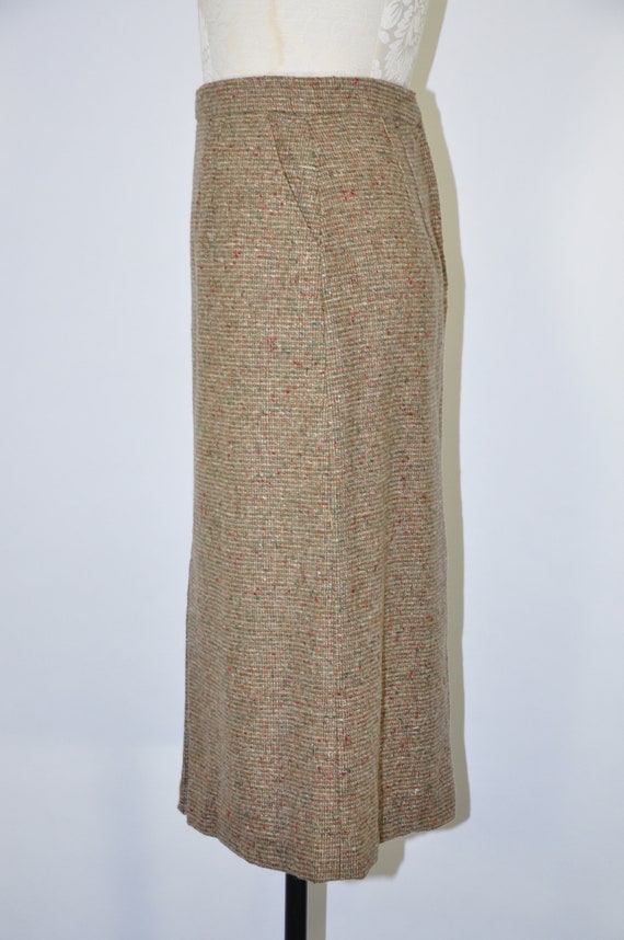 70s split front pencil skirt / wool tweed midi sk… - image 9