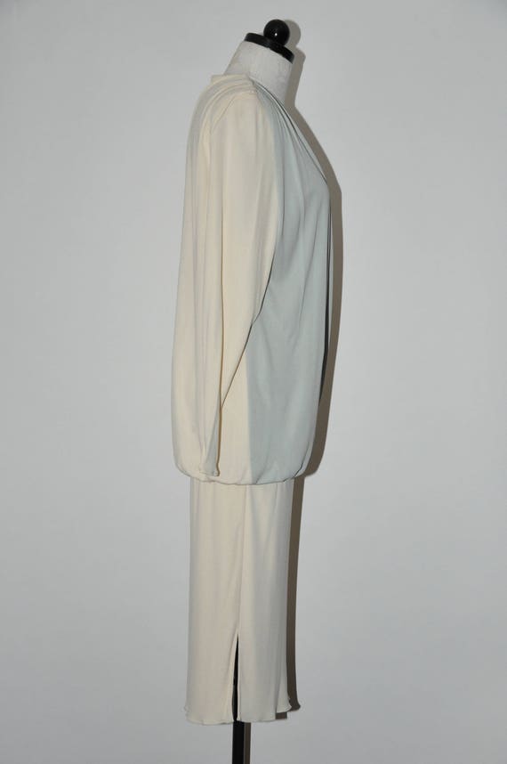 80s draped grecian dress / 1980s long sleeve dres… - image 6