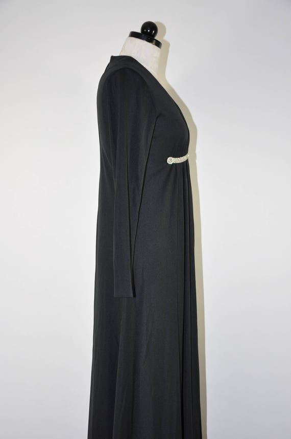 70s black jersey maxi dress / 1970s rhinestone tr… - image 6