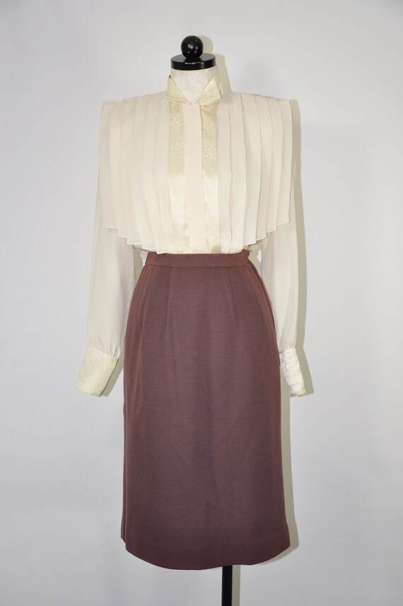 60s nutmeg pencil skirt / pure wool knit skirt / 1