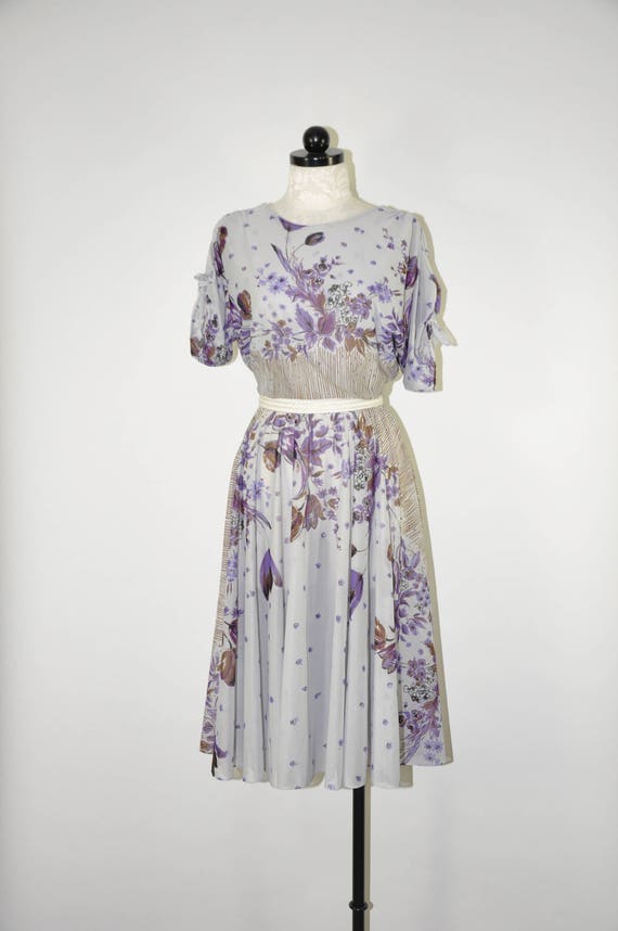 purple floral chiffon dress