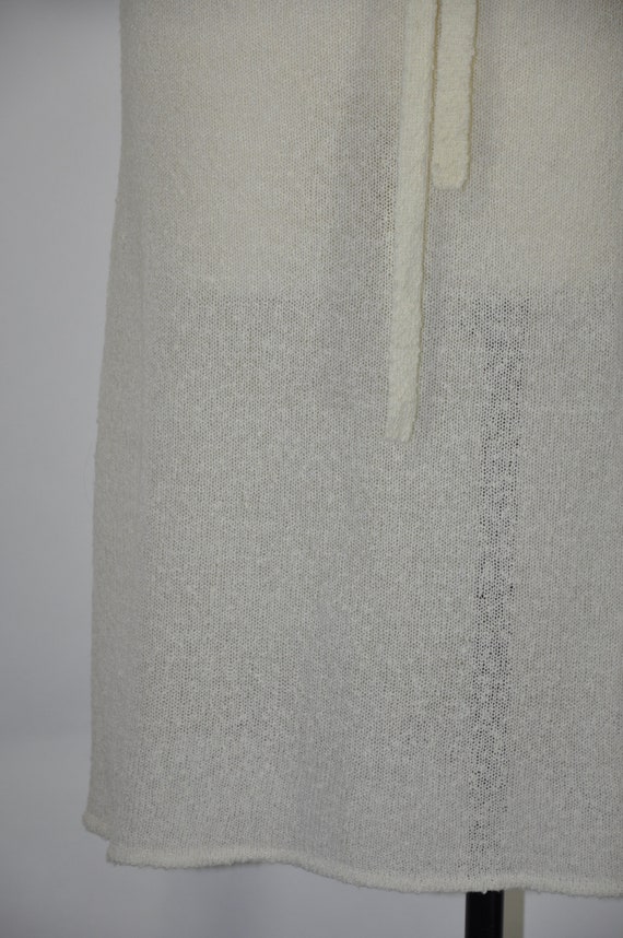 70s ivory pointelle knit dress / high neck knitte… - image 4