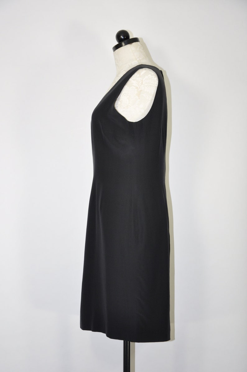 90s black silk tank dress black silk sheath dress minimalist short dress