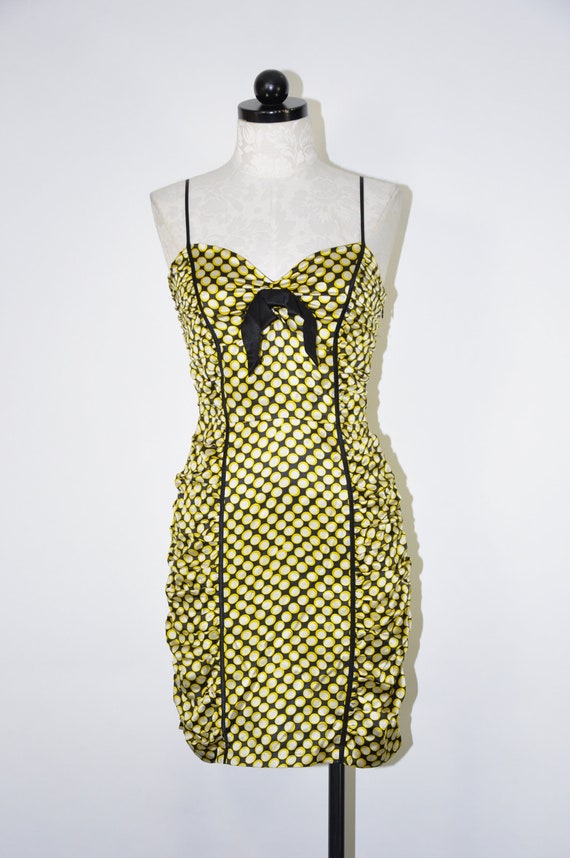 Y2K Betsey Johnson mini dress / 2000s yellow black