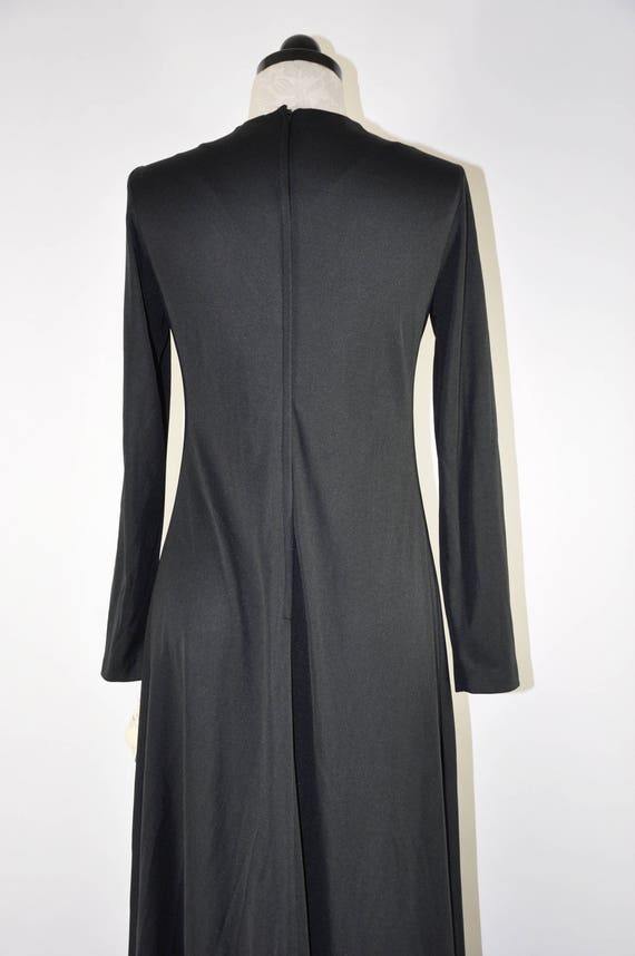70s black jersey maxi dress / 1970s rhinestone tr… - image 7
