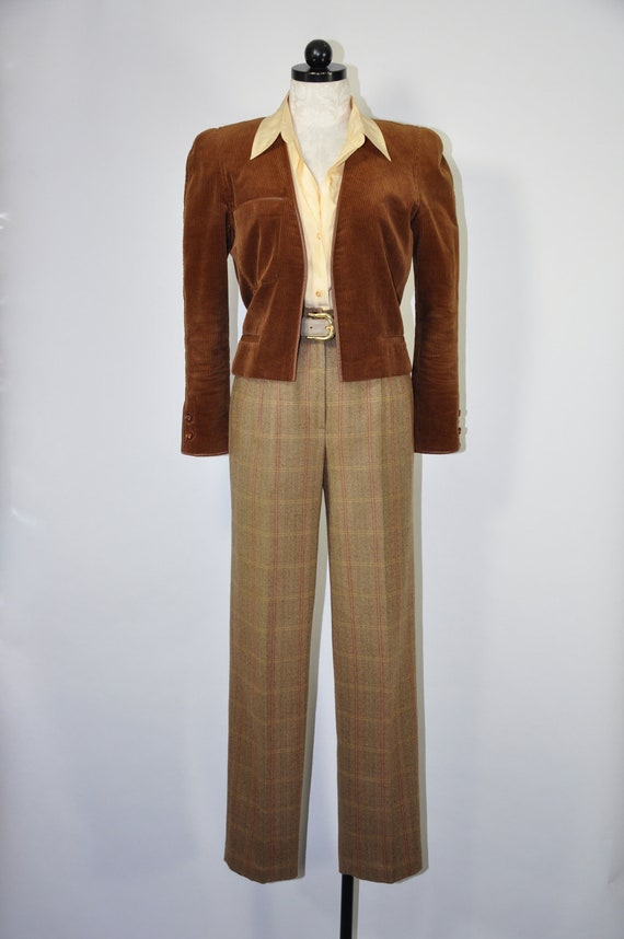 70s brown corduroy jacket / Claude Montana cropped