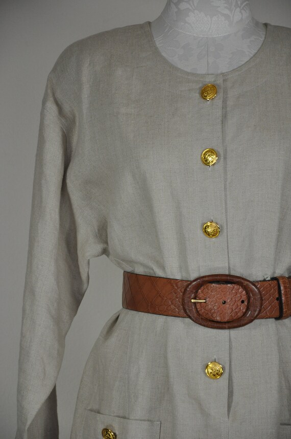 minimalist linen dress / long sleeve cocoon dress… - image 10