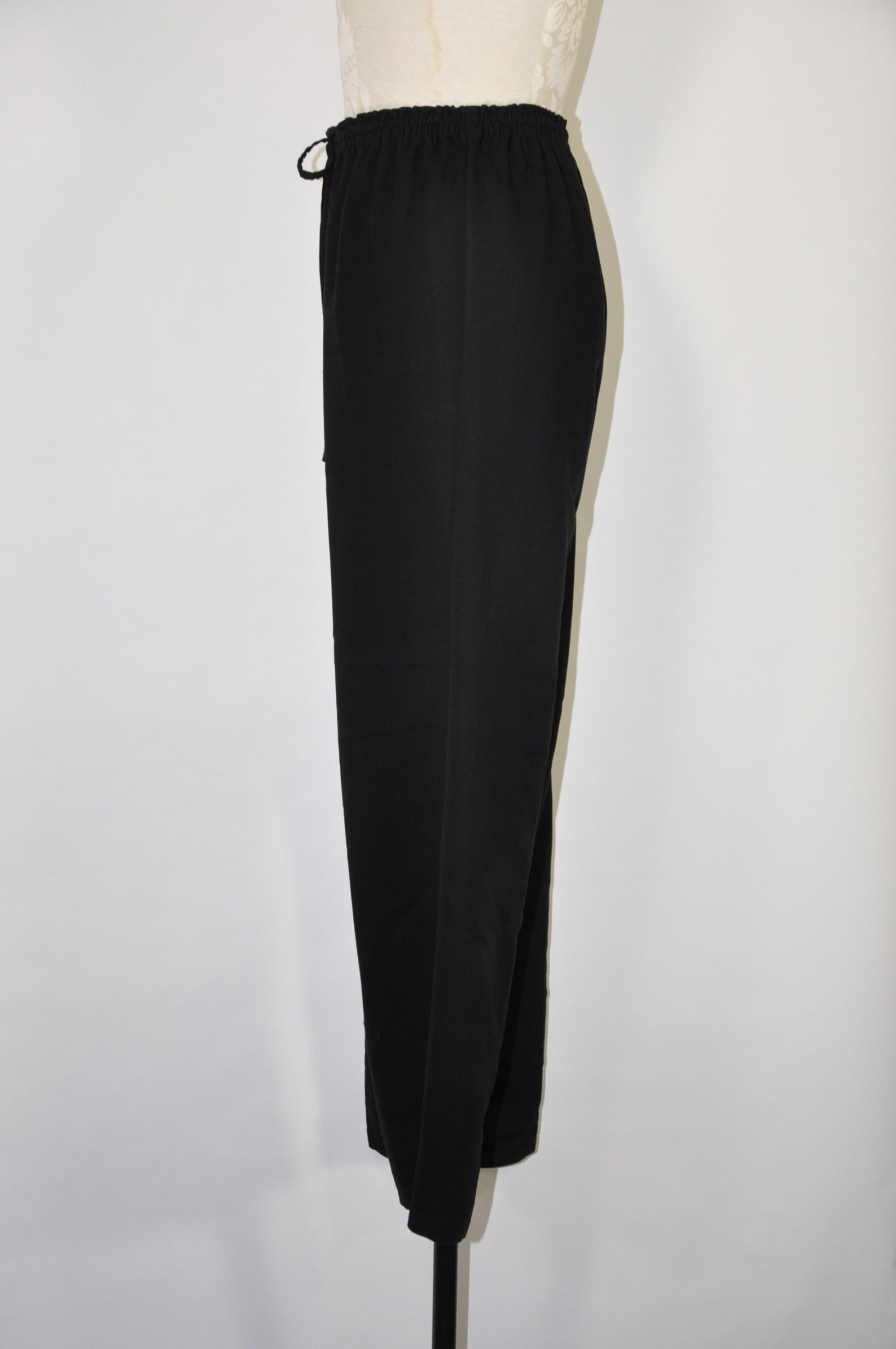 90s black rayon pants / 1990s wide leg trousers / vintage Etsy