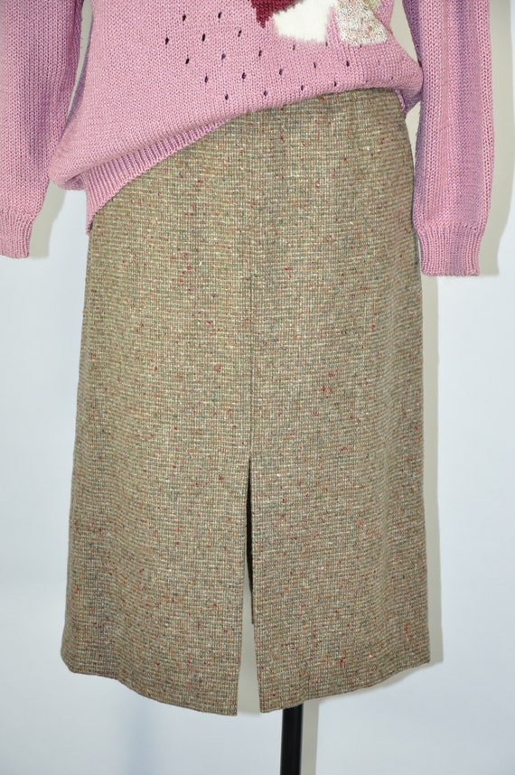 70s long pencil skirt / wool tweed midi skirt / 1… - image 2