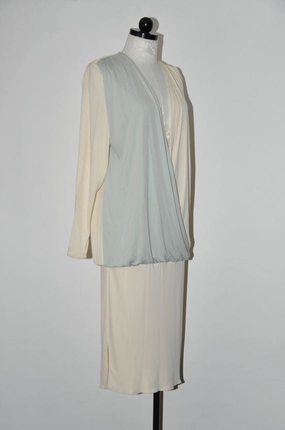 80s draped grecian dress / 1980s long sleeve dres… - image 5