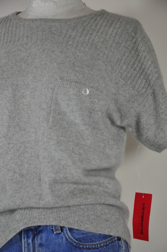 90s gray wool sweater / 1990s lambswool knit top … - image 4