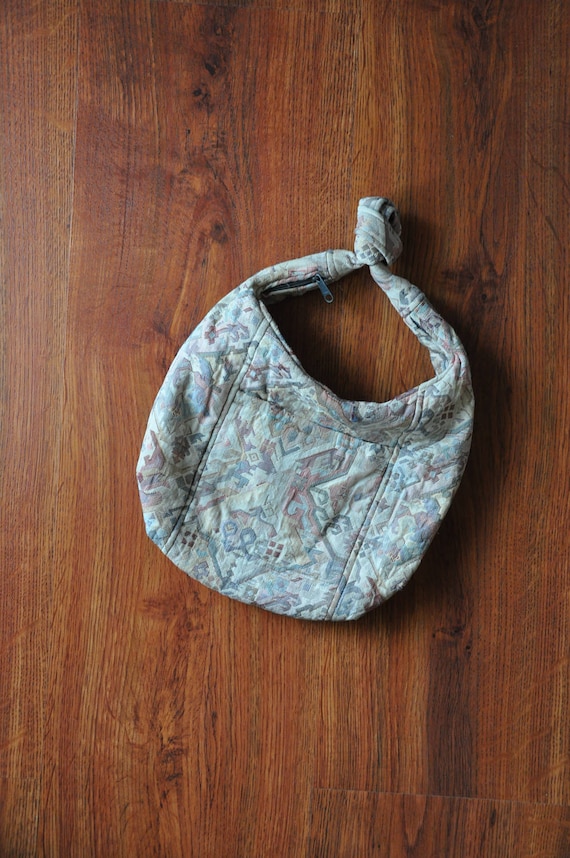 pastel kilim shoulder bag / 80s woven southwestern