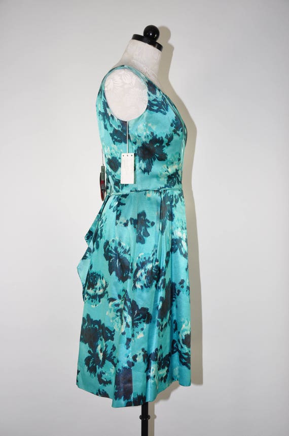 50s floral cocktail dress / 1950s mint green dres… - image 6