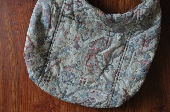 pastel kilim shoulder bag / 80s woven southwester… - image 4