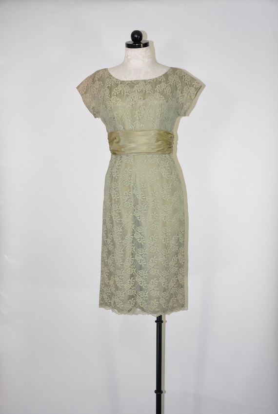 50s Sage Green Lace Elegant Pencil Dress / 1960s Taffeta Cocktail Wiggle  Dress - Etsy Canada