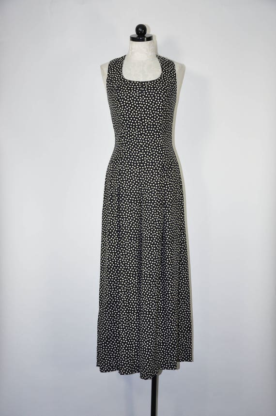 80s polka dot jumpsuit / 1980s wide leg playsuit /