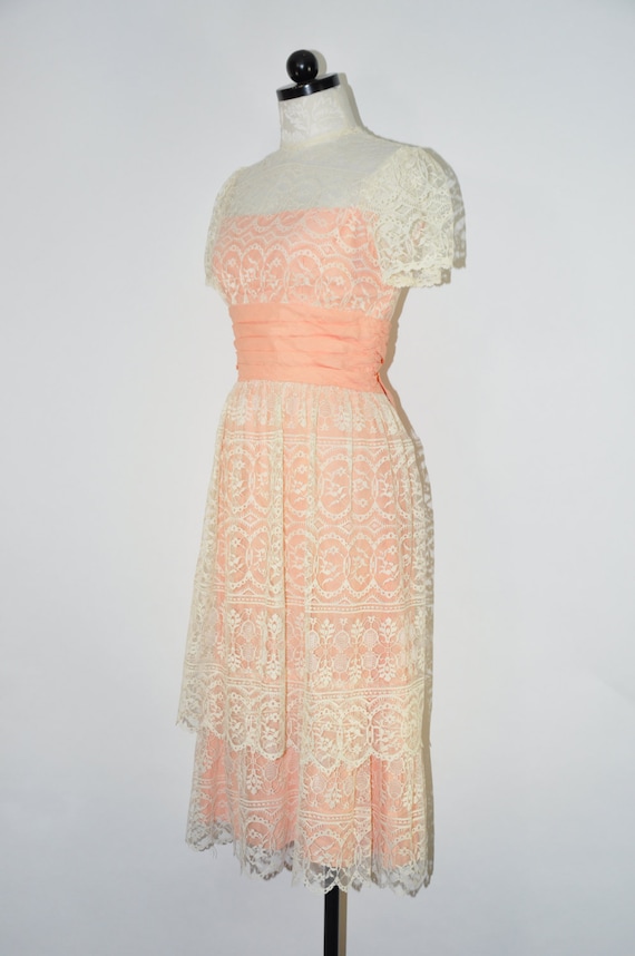 60s Cream and Pink Tiered Lace Dress / Vintage 1960s Pastel Bow Taffeta Dress - Etsy 60s Cream and Pink Tiered Lace Dress / Vintage 1960s Pastel Bow Taffeta Dress - Etsy