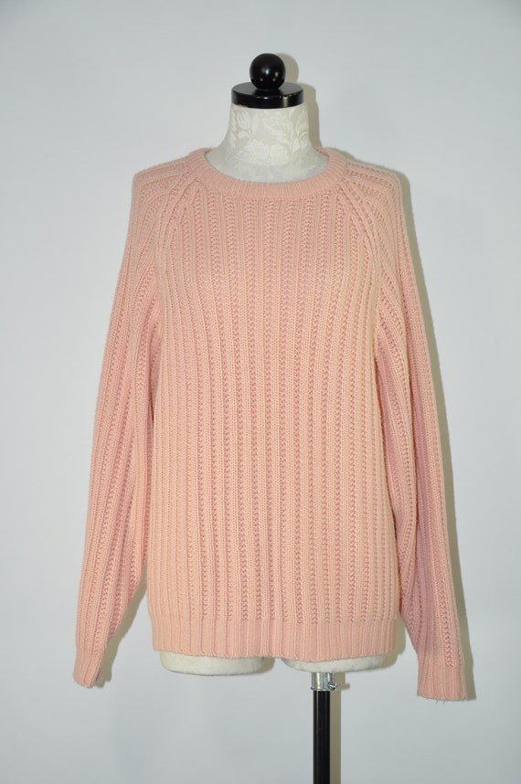 90s blush pink boyfriend sweater / vintage ribbed… - image 3