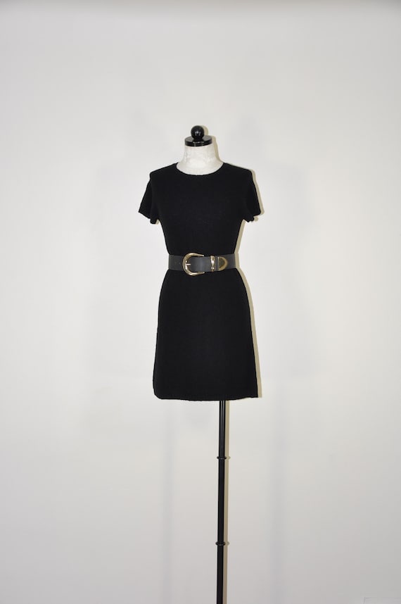 90s DKNY Black Knit Wool Mini Dress / Vintage 1990s Minimalist Sweater Dress  - Etsy