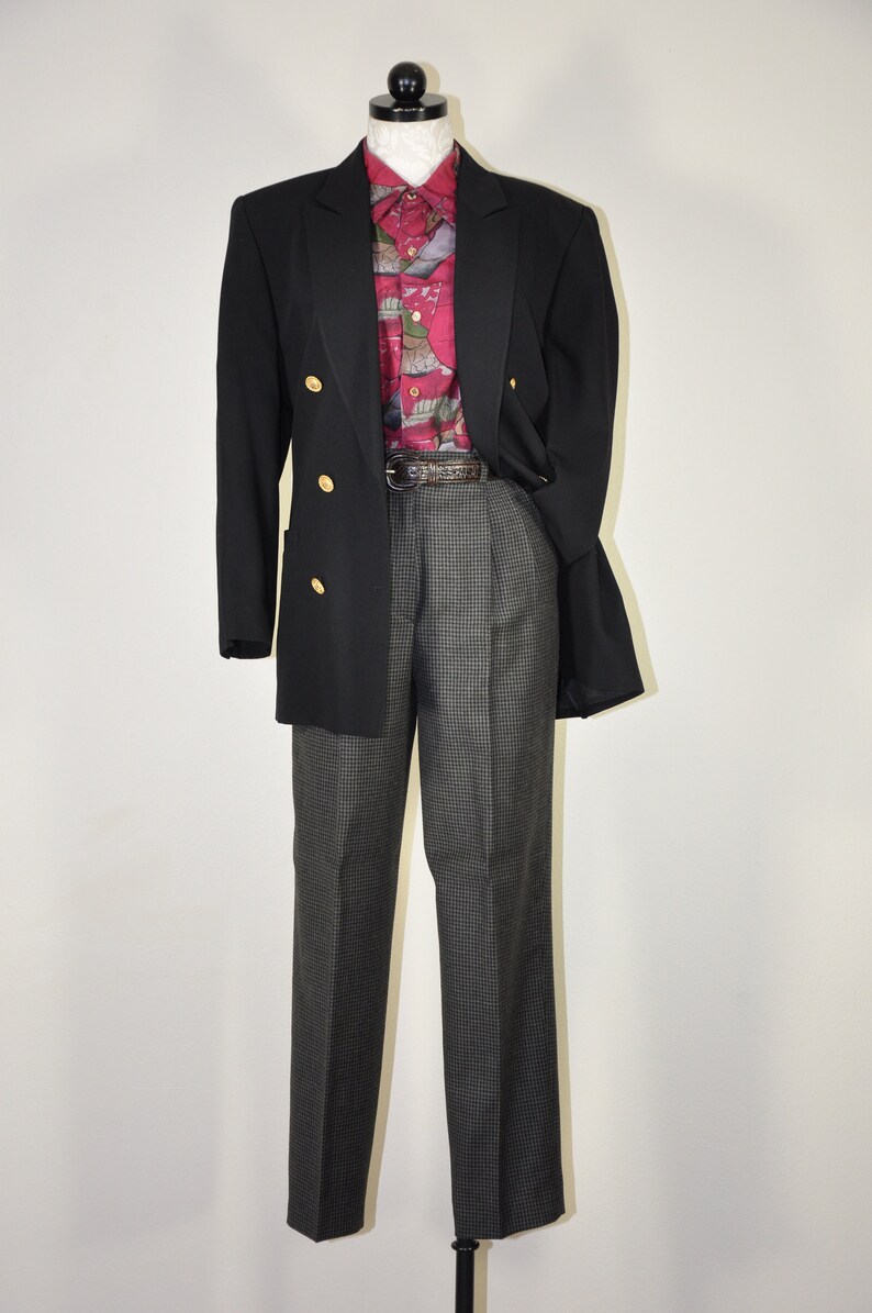 90s black pure wool blazer 1990s minimalist jacket oversized boyfriend blazer