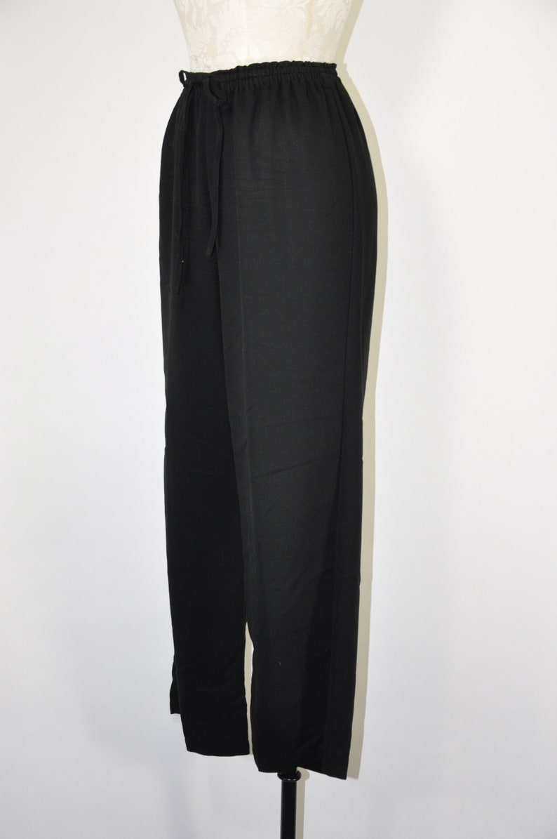 90s black rayon pants / 1990s wide leg trousers / vintage Etsy