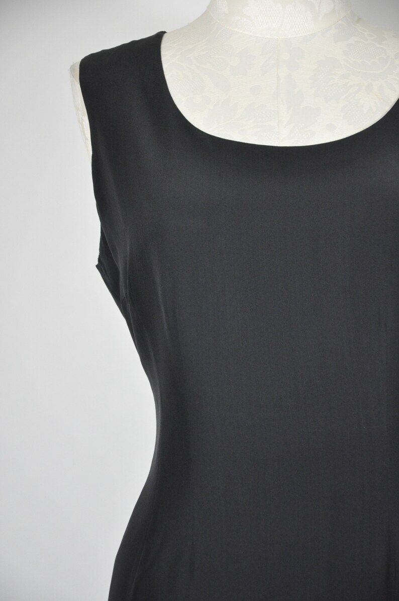 90s black silk tank dress black silk sheath dress minimalist short dress