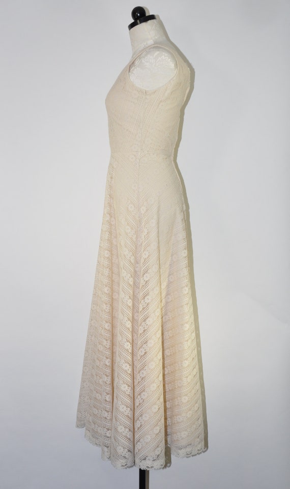 70s almond lace maxi dress / bohemian wedding dre… - image 6