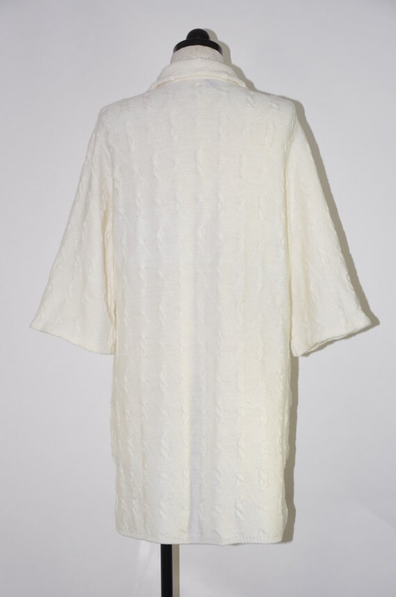 60s white wrap cardigan / open front sweater coat… - image 4