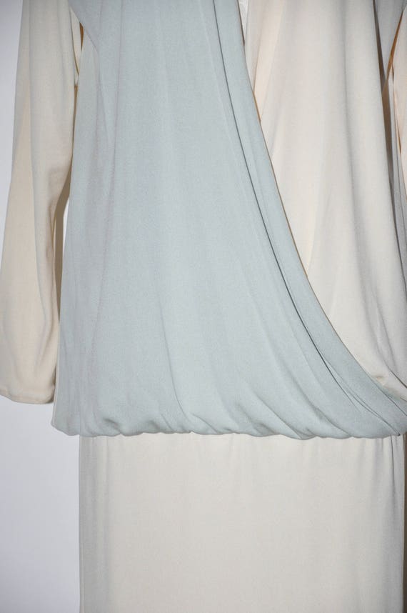 80s draped grecian dress / 1980s long sleeve dres… - image 4
