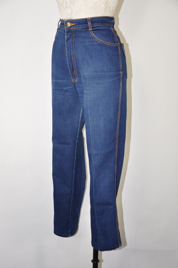 Buy 80s Indigo High Waisted Jeans / 1980s Straight Leg Blue Jeans 