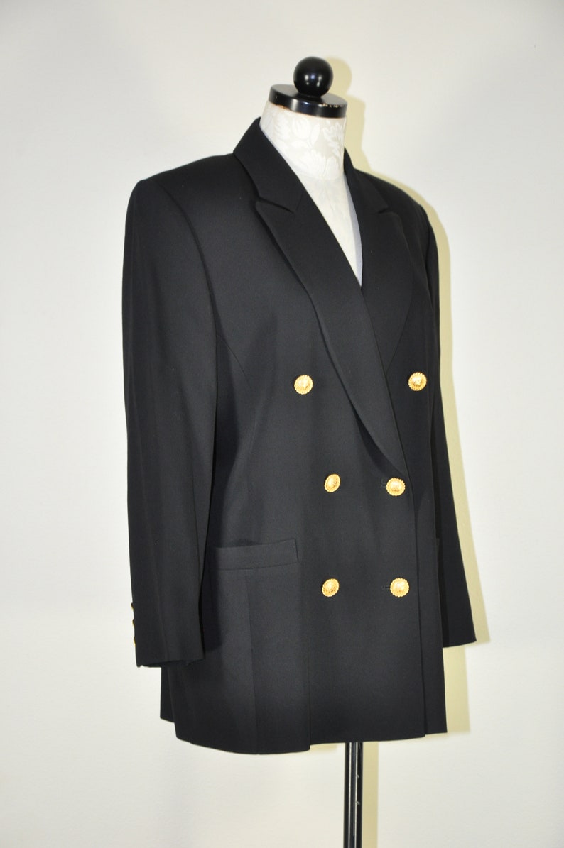 90s black pure wool blazer 1990s minimalist jacket oversized boyfriend blazer