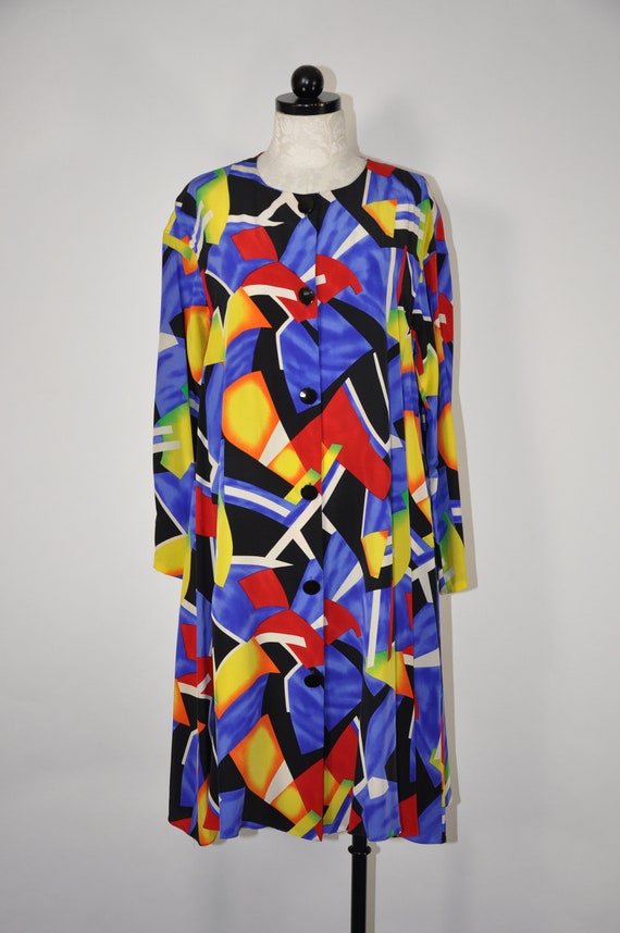 90s colorful silk dress / 1990s silk tent dress /… - image 4