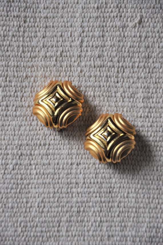 modernist gold earrings / sculptural geometric ea… - image 9