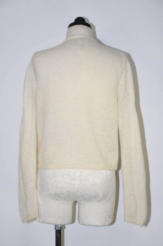 90s cream mohair sweater / 1990s plunging V neck … - image 6