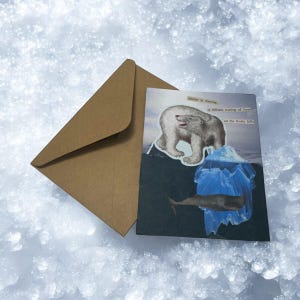 Iceberg Winter Greetings  Holiday Card Vintage Inspired Christmas Greeting Card, Blank Interior