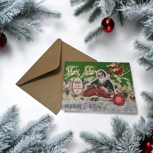 Santa Claus  Holiday Card Vintage Inspired Christmas Greeting Card, Blank Interior