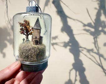 Made to Order- Miniature cemetery in jar ornament